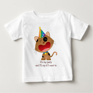 Camiseta De Bebé Es mi Fiesta y lloraré si quiero cortar gatitos