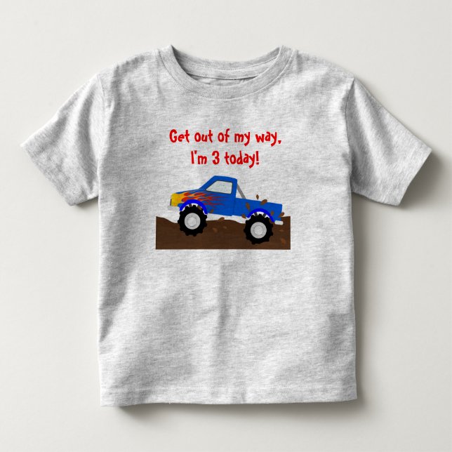 Camiseta De Bebé Es mi monster truck del azul del cumpleaños (Anverso)