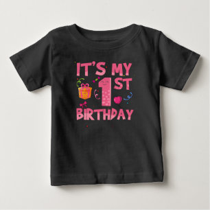 Camiseta De Bebé Es mi primer cumpleaños lindo rosa