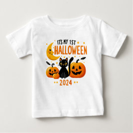 Camiseta De Bebé Es mi primer gato negro de calabaza de Halloween