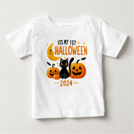 Camiseta De Bebé Es mi primera calabaza de Halloween Gato Negro 