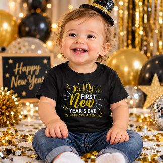 Camiseta De Bebé Es mi primera Nochevieja personalizada