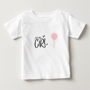 Camiseta De Bebé Es un Chica con globo rosa