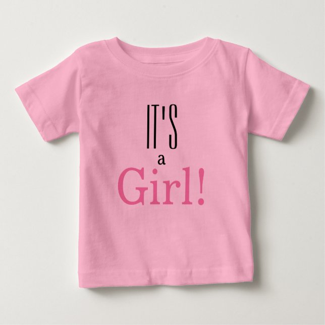 Camiseta De Bebé ¡Es un Chica! Género divertidísimo revelar rosa (Anverso)