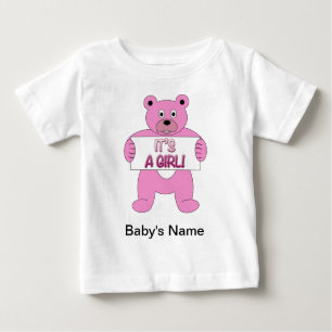 Camiseta De Bebé Es un oso del rosa del chica