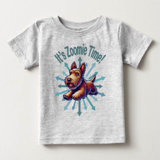 Camiseta De Bebé Es Zoomie Time Brown Scotty (Anverso)