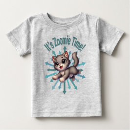 Camiseta De Bebé Es Zoomie Time Cute Gris y Gato Blanco