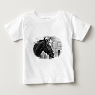 Camiseta De Bebé Esbozo de caballos blancos negros