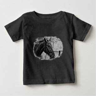Camiseta De Bebé Esbozo de caballos blancos negros