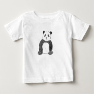 Camiseta De Bebé Esbozo de panda blanco y negro