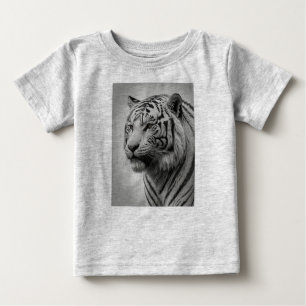 Camiseta De Bebé Esbozo de un tigre blanco y negro