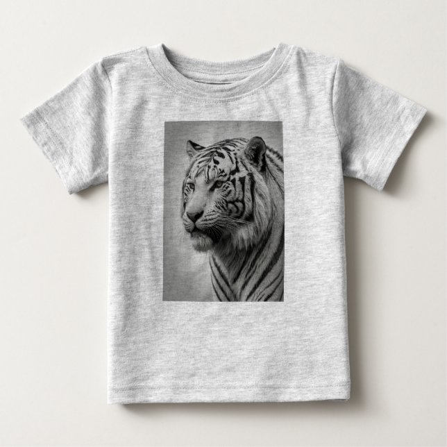 Camiseta De Bebé Esbozo de un tigre blanco y negro (Anverso)