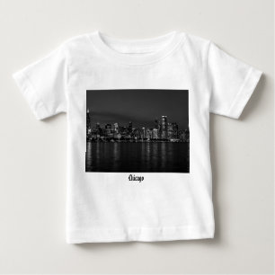 Camiseta De Bebé Escala de grises de la ciudad de Chicago Night