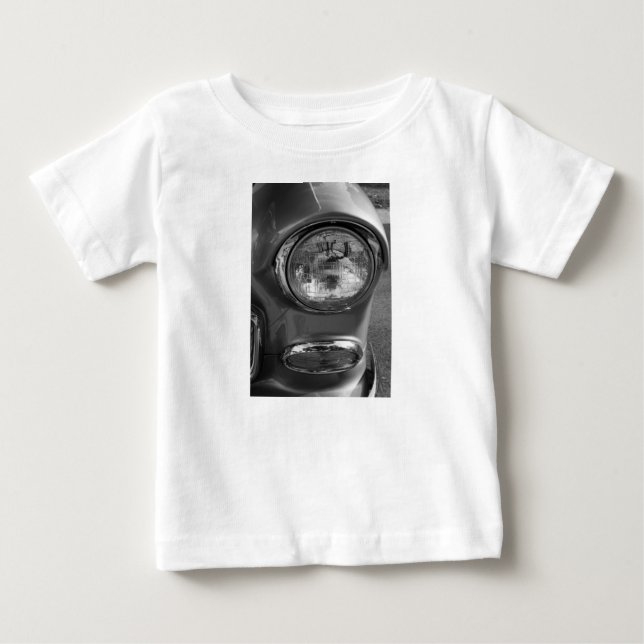 Camiseta De Bebé Escala de grises del faro de 55 Chevy (Anverso)