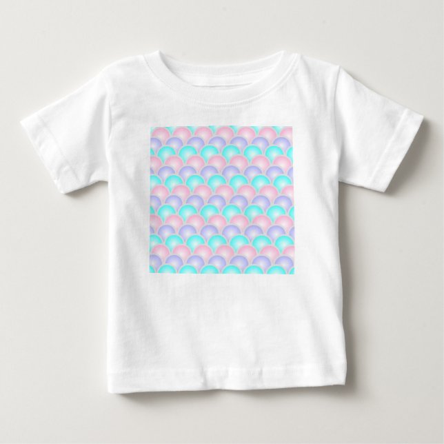 Camiseta De Bebé escamas de sirena turquesa rosa púrpura pastel bon (Anverso)