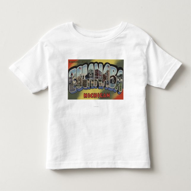 Camiseta De Bebé Escanaba, Michigan - escenas grandes de la letra (Anverso)