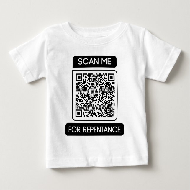 Camiseta De Bebé Escanearme para arrepentirse código QR (Anverso)