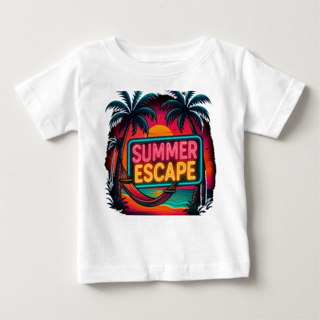 Camiseta De Bebé Escape de verano interminable - Aventura Retro Sun (Anverso)
