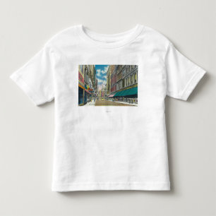 Camiseta De Bebé Escena céntrica del distrito de las compras de la