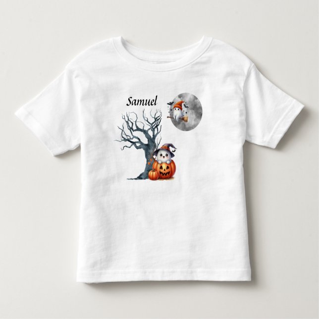 Camiseta De Bebé Escena de Halloween de Fantasma Infantil Cute - Mo (Anverso)