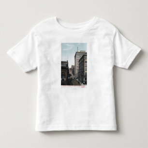 Camiseta De Bebé Escena de la calle de la cereza con el edificio de