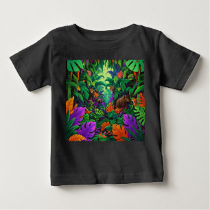 Camiseta De Bebé Escena de la jungla de animales exóticos
