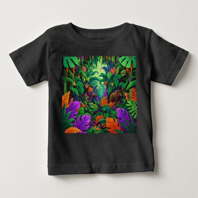 Camiseta De Bebé Escena de la jungla de animales exóticos (Anverso)