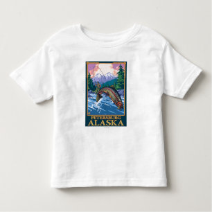 Camiseta De Bebé Escena de la pesca con mosca - Petersburgo, Alaska