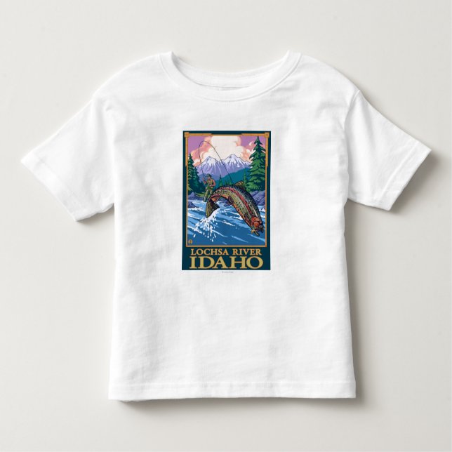 Camiseta De Bebé Escena de la pesca con mosca - río de Lochsa, (Anverso)