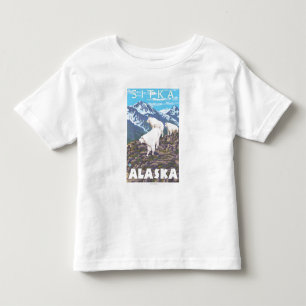 Camiseta De Bebé Escena de las cabras de montaña - Sitka, Alaska