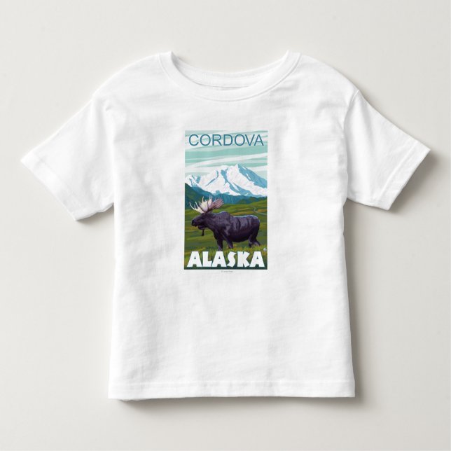 Camiseta De Bebé Escena de los alces - Cordova, Alaska (Anverso)