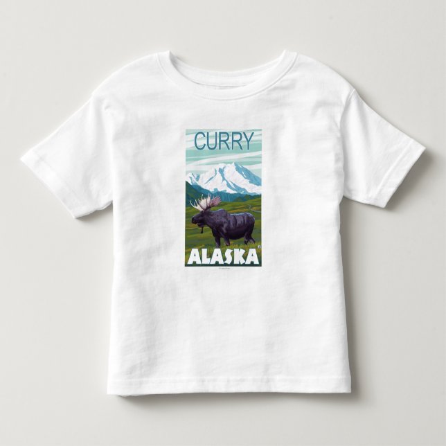 Camiseta De Bebé Escena de los alces - curry, Alaska (Anverso)