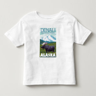 Camiseta De Bebé Escena de los alces - parque nacional de Denali,