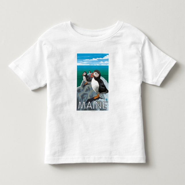 Camiseta De Bebé Escena de MainePuffins (Anverso)