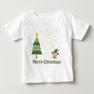 Camiseta De Bebé Escena de Navidades nocturnos con mono lindo