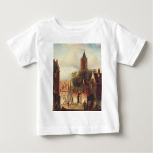 Camiseta De Bebé Escena de pueblo holandés por Charles Leickert Pai