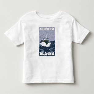 Camiseta De Bebé Escena del barco de pesca - Anchorage, Alaska