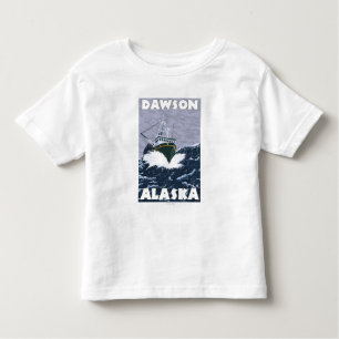 Camiseta De Bebé Escena del barco de pesca - Dawson, Alaska