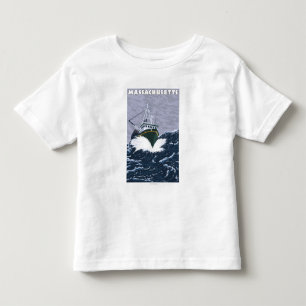 Camiseta De Bebé Escena del barco de pesca de MassachusettsCrab