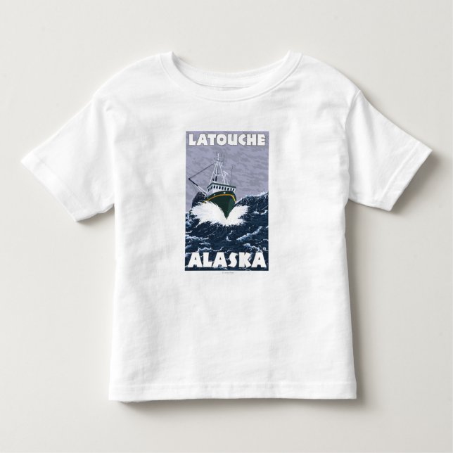 Camiseta De Bebé Escena del barco de pesca - Latouche, Alaska (Anverso)