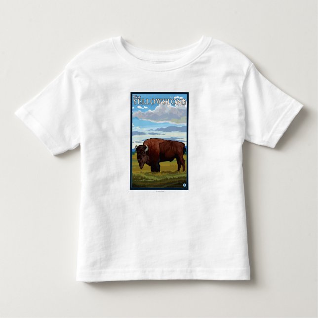 Camiseta De Bebé Escena del bisonte - Yellowstone del oeste, (Anverso)