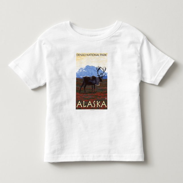 Camiseta De Bebé Escena del caribú - parque nacional de Denali, (Anverso)