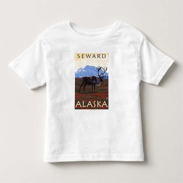 Camiseta De Bebé Escena del caribú - Seward, Alaska (Anverso)