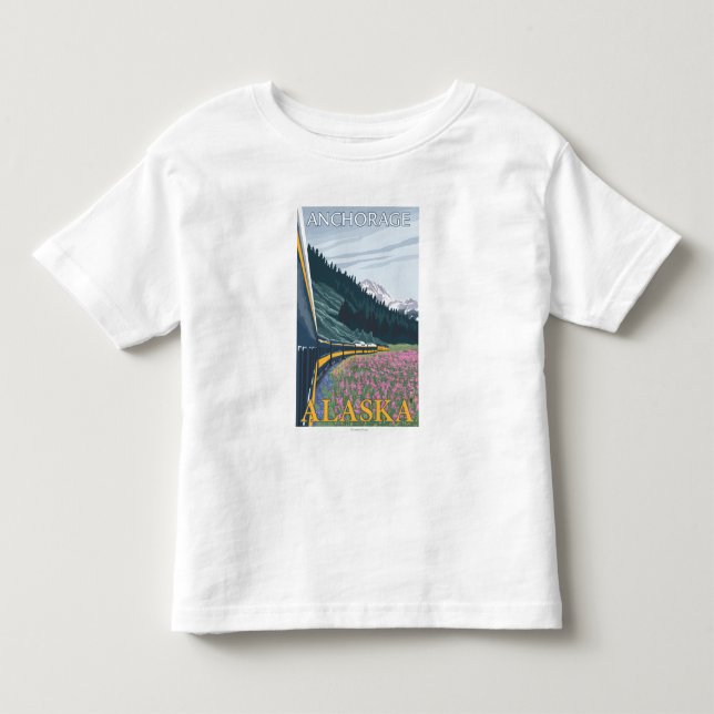 Camiseta De Bebé Escena del ferrocarril de Alaska - Anchorage, (Anverso)