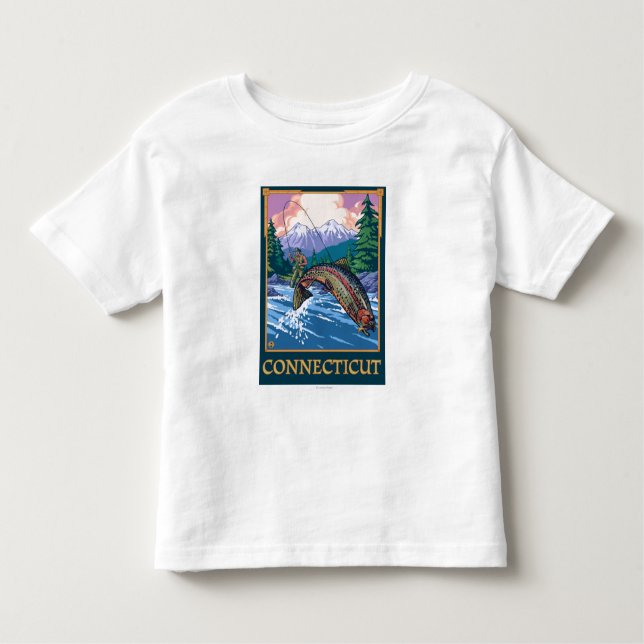 Camiseta De Bebé Escena del pescador de ConnecticutAngler (Anverso)