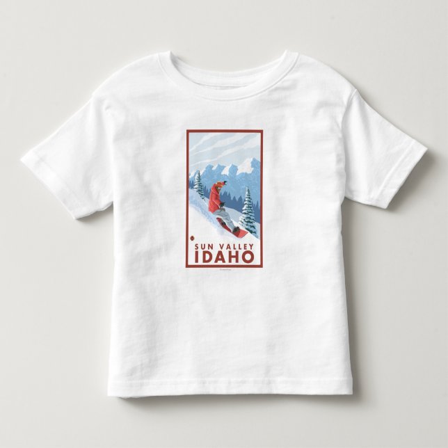 Camiseta De Bebé Escena del Snowboarder - Sun Valley, Idaho (Anverso)