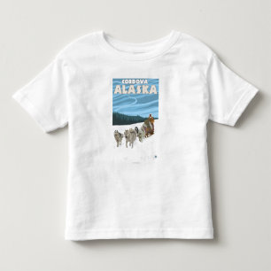 Camiseta De Bebé Escena Sledding del perro - Cordova, Alaska