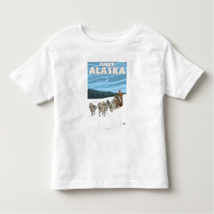Camiseta De Bebé Escena Sledding del perro - curry, Alaska