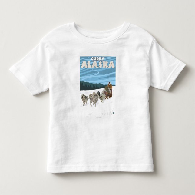 Camiseta De Bebé Escena Sledding del perro - curry, Alaska (Anverso)