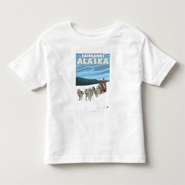 Camiseta De Bebé Escena Sledding del perro - Fairbanks, Alaska (Anverso)